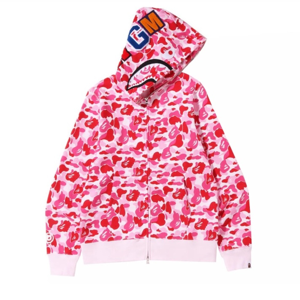 Bape Color Camo Shark Full Zip Hoodie Pink